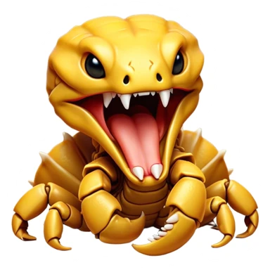 Cinematic Cute Yawning Emperor Scorpion Portrait Emoji, Head tilted slightly with a dramatic, wide-open yawn, showcasing a soft, textured exoskeleton with subtly drooping pincers and half-closed eyes in drowsy contentment, Simplified yet irresistibly adorable features, highly detailed, glowing with a soft, cozy glow, high shine, relaxed yet expressive, stylized with a dash of desert charm, soft glowing outline, capturing the essence of a sleepy yet affectionate scorpion that seems ready to stretch out for a nap! sticker