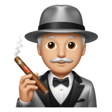 A luxury cigar emoji made of silver chrome, smooth metallic texture, minimal shape, glossy reflections, rich swag aesthetic, iOS emoji style, centered, clean white background sticker