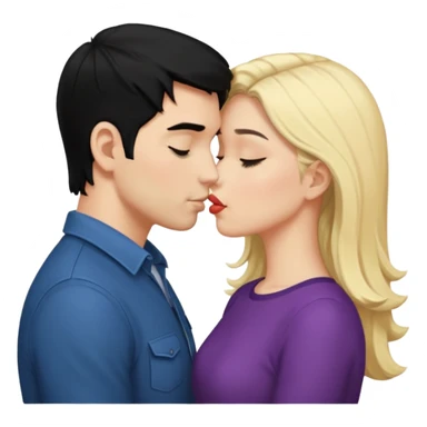 couple kissing black hair man blonde woman sticker