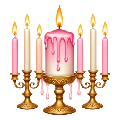 Pastel Reddish-pinkish and gold and white romantic lush sensual warm-colored vintage candles sticker