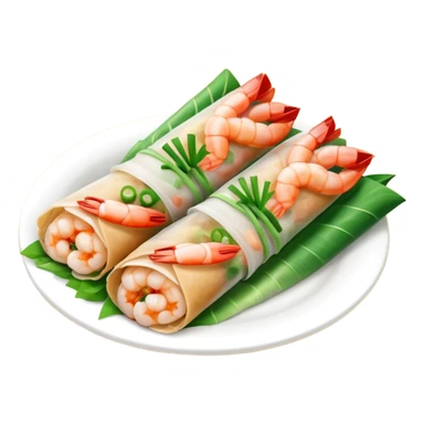 Vietnamese spring roll with a shrimp and green onion sticker