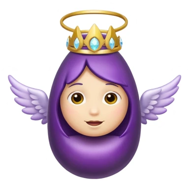 Realistic eggplant from the side wearing an angel halo sticker