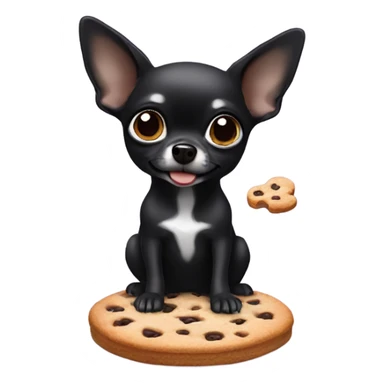 Black Chihuahua holding a cookie sticker