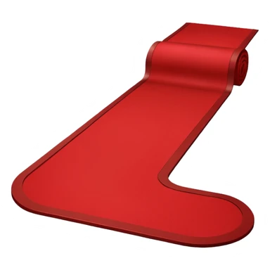 Minimalist emoji-style sticker of a blood-red carpet shaped like a thick trail or drop, flat vector design, no shadows. sticker