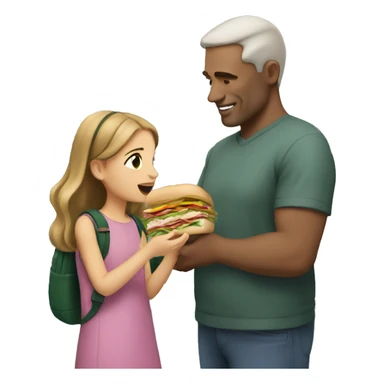 White Dad giving his daughter a subway sandwich   sticker