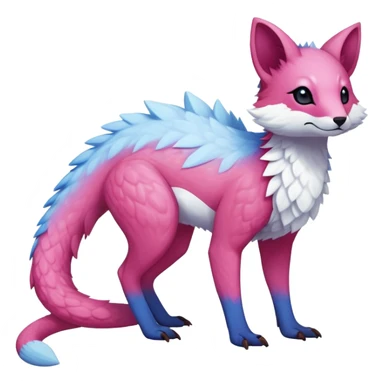 Rare realistic exotic cold ice blue Snow White dark pink cute epic pretty beautiful handsome gorgeous aesthetic colorful vibrant Vernid-Trico-species-Fakemon-creature by LiLaiRa, 4 legs, 1 tail, random markings, (full body) sticker