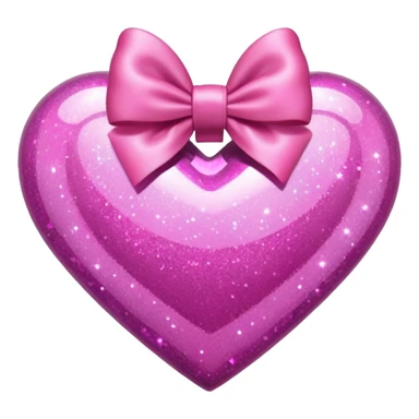 pink glittery heart with a pink bow, cute and sparkly sticker