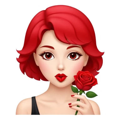 Blowing kiss with rose  sticker