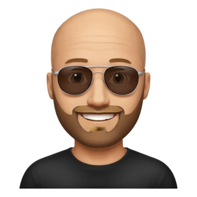 A bald man with a trimmed beard, wearing black sunglasses and a confident expression. sticker