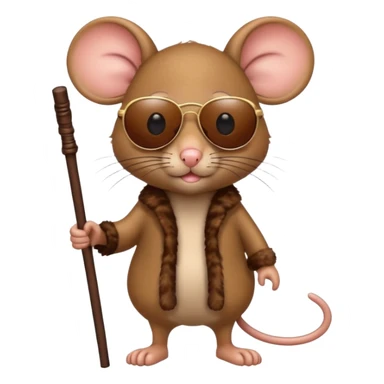 mouse with sunglasses and walking stick, walking sticker