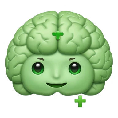 green brain with green plus on it sticker