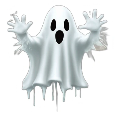 ghost appearing through a wall ejecting a spray of white milky substance forward from stomach area sticker