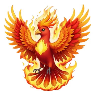 Phoenix force from marvel in a shape of flame bird face to screen with spread wings sticker