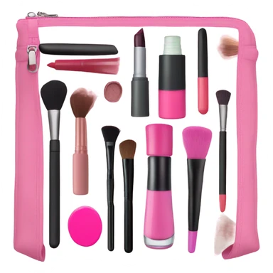 Pink makeup bag with makeup inside  sticker