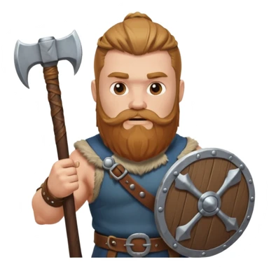 Bearded viking holding axe and shield sticker