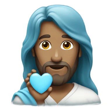 Jesus holding a light blue heart  sticker