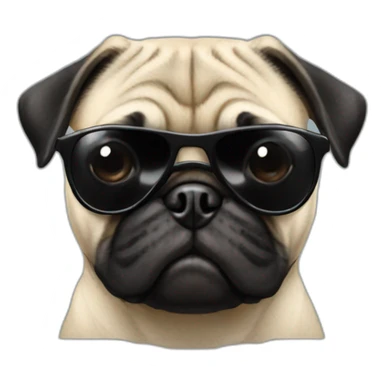 A pug wearing a black moustache and black sunglasses   sticker