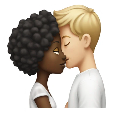 Black girl kissing white boy sticker