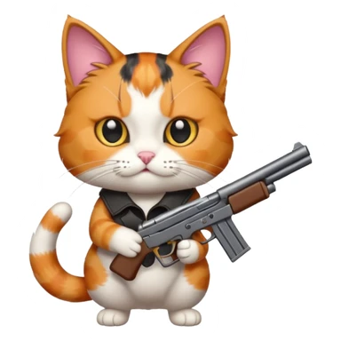 Cat with a gun sticker