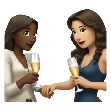 three brunette girls under the eiffel tower drinking champagne sticker