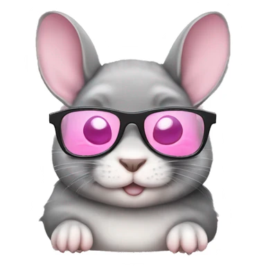 Chinchila with baby Pink glasses sticker