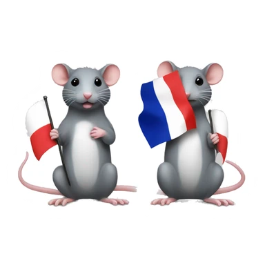 rat with french flag and rat with english flag sticker