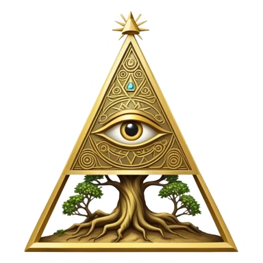 Annunaki tree from Garden of eden, that is actually a ancient tech antenna with illuminati all seeing eye in traingle symbol at the top sticker
