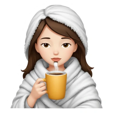 girl inside a blanket sipping coffee eyes closed sticker