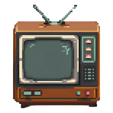 old-school television with a retro design sticker