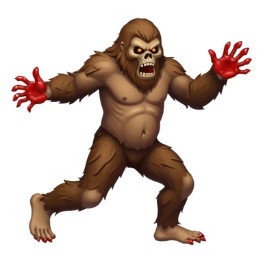 An angry sasquatch running full speed to the right in "blitzkrieg" mode. In the style of you bleeding skull art. Needs to be running in the opposite direction with bloody hands and feet sticker