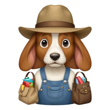 toothless hillbilly basset hound wearing a stetson and dungarees and has bagfs under the eys sticker