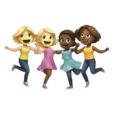 Two blonde girls and a brown haired girl dancing in a circle  sticker