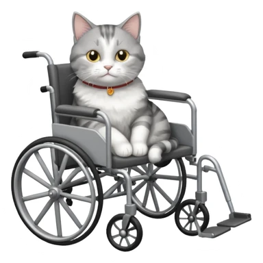grey and white disabled cat in cat wheelchair sticker