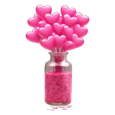 10000000 huge pink hearts on stems in a clear glass vase sticker