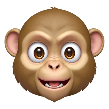 Cinematic Comical Macaque Portrait Emoji, Head tilted dramatically with an exaggeratedly shocked expression, featuring a dynamic, animated face with wide, comically expressive eyes full of humorous disbelief, Simplified yet hilariously expressive features, highly detailed, glowing with a slightly sassy glow, high shine, dramatic yet playful, stylized with an air of quirky primate attitude, soft glowing outline, capturing the essence of a meme-worthy macaque that looks ready to side-eye its way into viral fame! sticker