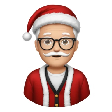white man wearing glasses, black shirt hair dressed as hipster Santa in a cardigan  sticker
