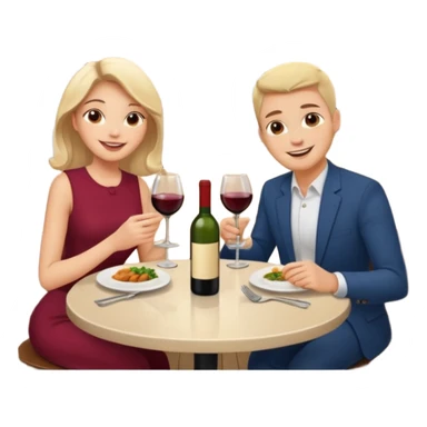  couple sitting and having dinner in a restaurant sticker