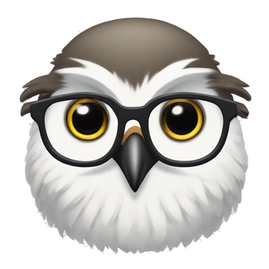 please generate an emoji of an Arctic owl nerd with very big glasses and looking innocent sticker