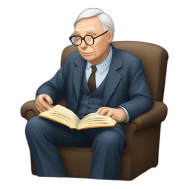 old charlie munger reading a book while thinking sticker