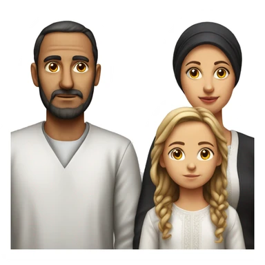 mom, dad, son and daughter of orthodox jews photorealistic serious sticker