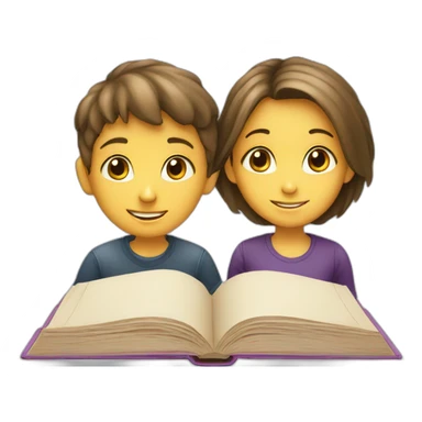 boy and girl of seven years old with an English textbook sticker