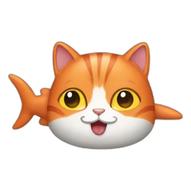 a red cat in a shark costume sticker