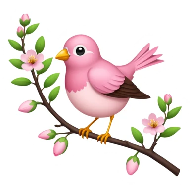 bird on blossom branch sticker