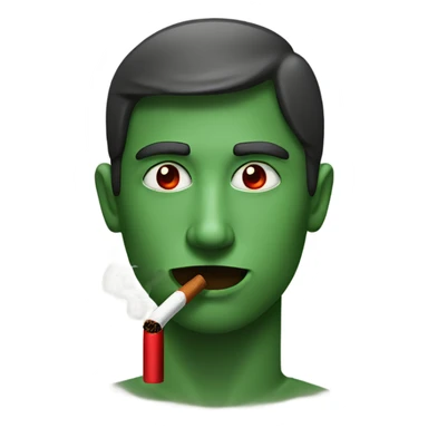 man with red eyes due to a cold smoking a brown cigarette with green at the end in his mouth sticker