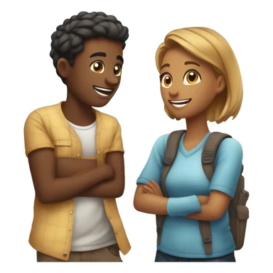 Four young people, two men and two women, one couple is chatting while the other is playing a game, the overall atmosphere is warm and loving. sticker