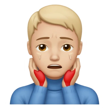 Crying face with hands on neck sticker