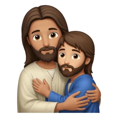 Niño abrazando a Jesús de Nazareth sticker