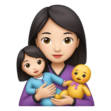 asian woman holding  doll sticker