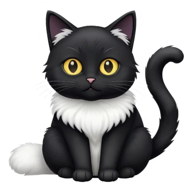 black cat with white bottom sticker