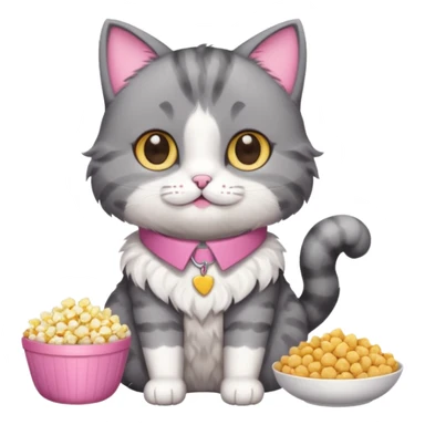 cute cat surrounded by snacks sticker
